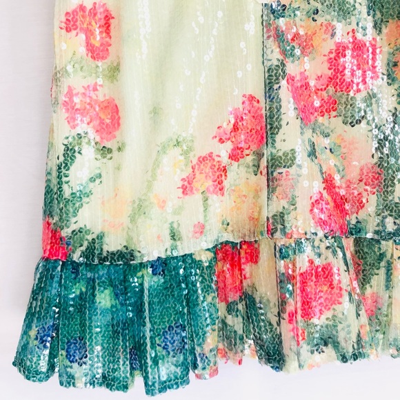 {Anthropologie} highly coveted Sequined Swing Peacock Dress {RARE} - Picture 8 of 13